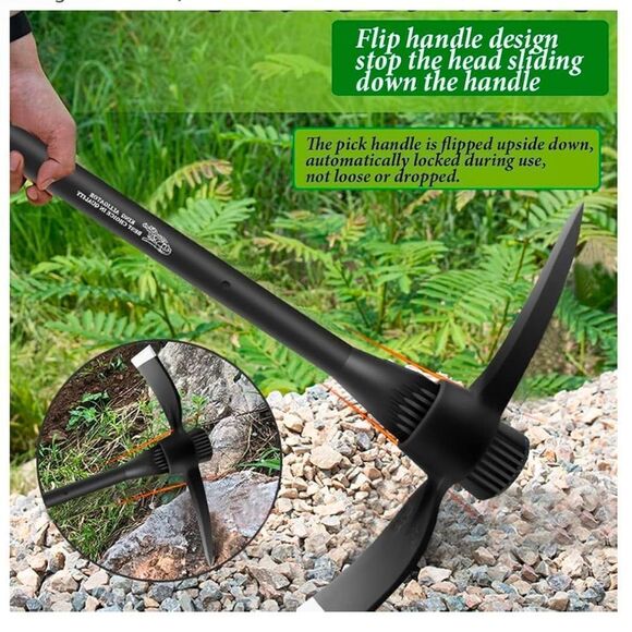 glorousamc Forged Adze Pick Weeding Mattock Pick Mattock w/Fiberglass Handle - Picture 5 of 13